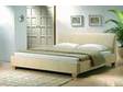 SMALL DOUBLE bed & mattress in faux cream leather. In....