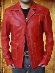 Brad pitt fight club red leather jacket